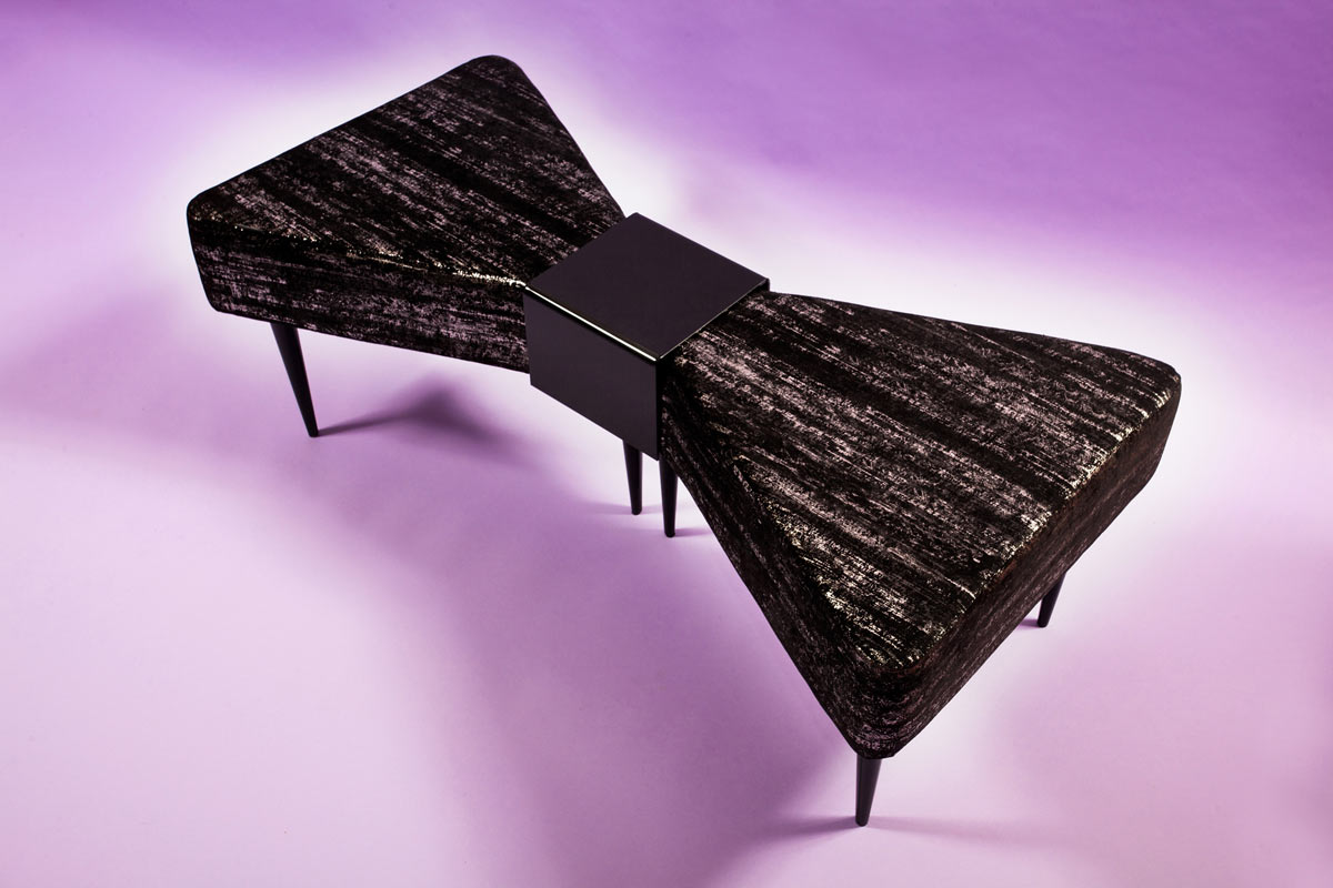 Cocktail Ottoman Cocktail Ottoman bow tie black silver ottoman