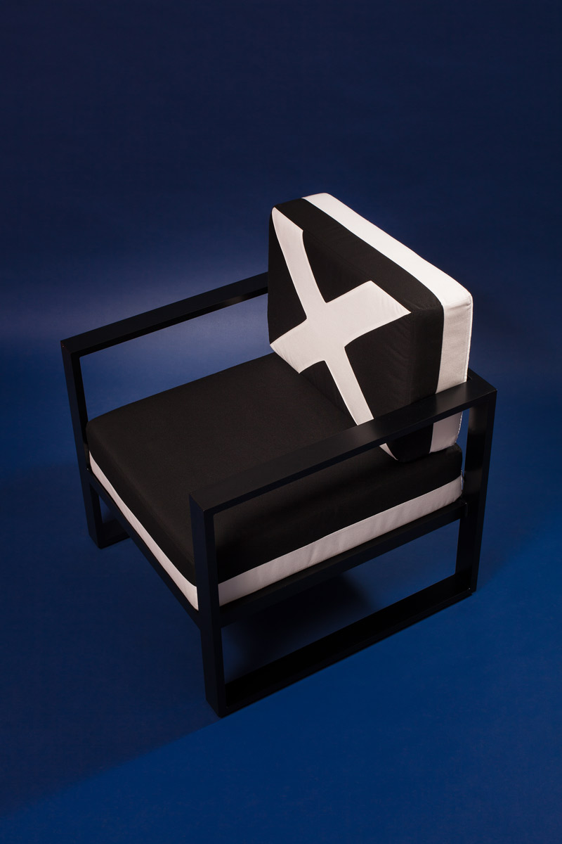 X Armchair X Armchair black white aluminum armchair